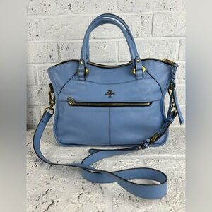 orYANY Leather Satchel Bag Periwinkle Braided Tassel Crossbody Tote EUC